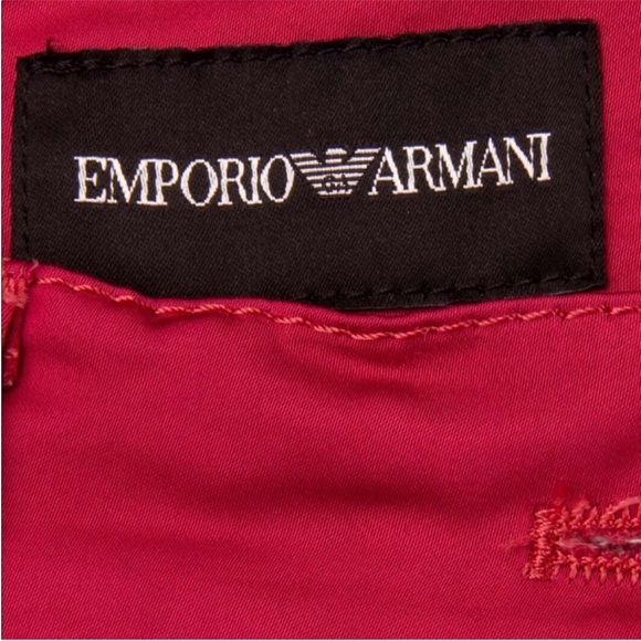 Emporio Armani High Rise Wide Leg Satin Trousers in Red - Picture 15 of 16